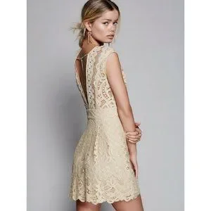 Free People One Million Lovers Lace Mini Dress in Ivory size 2